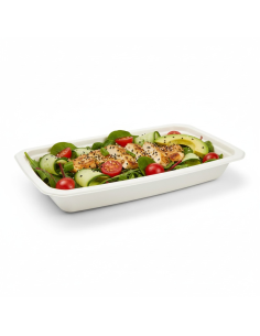 90 Pcs - Barquette scellable pulpe laminée PLA "gastronorme" 1/3 325x172mm H48mm 1700ml 2