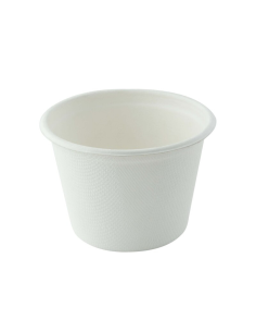 50 Pcs - Pot à dessert blanc en pulpe de canne à sucre - Ø77 mm, Hauteur: 53 mm