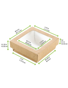 25 Pcs - Boîte carton "Kray" avec fenêtre - 350 ml, 11,5 x 11,5 cm, Hauteur: 4 cm 2