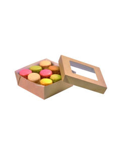 25 Pcs - Boîte carrée "Kray" en carton brun - 500 ml, 13,5 x 5 cm avec fenêtre 2