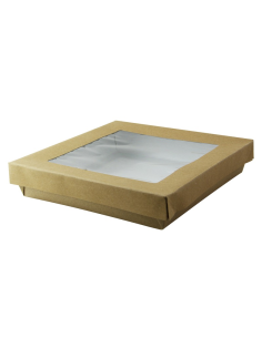 50 Pcs - Boîte carton "Kray" avec fenêtre - 1000 ml, 20,5 x 20,5 x 4 cm