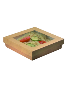 50 Pcs - Boîte carré carton "Kray" - 1300 ml, 20,5 cm x 20,5 cm x 5 cm, avec fenêtre 2