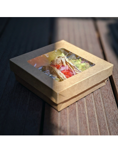 25 Pcs - Boîte carrée "Kray" - 3350 ml, 22,5 cm x 22,5 cm x 8 cm, avec fenêtre 2