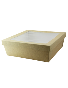 25 Pcs - Boîte carrée carton brun "Kray" - 4000 ml, 24,5 cm x 24,5 cm x 8 cm