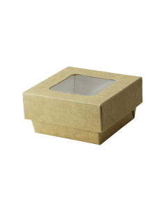 25 Pcs - Boîte carrée carton brun "Kray" - 200 ml, 8,5 x 8,5 cm, Hauteur: 4 cm