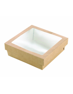 25 Pcs - Boîte carrée carton brun "Kray" - 700 ml, 15,5 cm x 15,5 cm, Hauteur: 5 cm