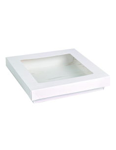 25 Pcs - Boîte carrée "Kray" en carton blanc - 700 ml, 15,5 cm, Hauteur: 5 cm