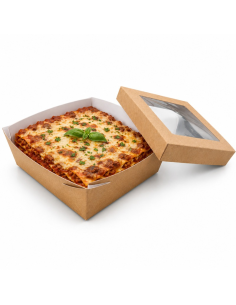 25 Pcs - Boîte Kray carrée carton brun - 200x200x65mm, avec couvercle à fenêtre 2