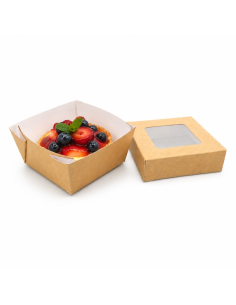 25 Pcs - Boîte Kray carrée carton brun - 85x85x40mm, avec couvercle à fenêtre 2