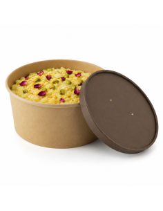 45 Pcs - Couvercle plat brun en carton kraft - Ø185 mm, Hauteur: 16 mm 2