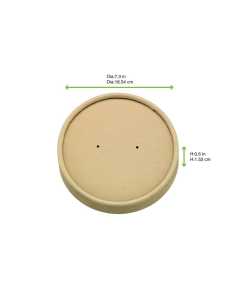45 Pcs - Couvercle plat brun en carton kraft - Ø185 mm, Hauteur: 16 mm, sans plastique 2