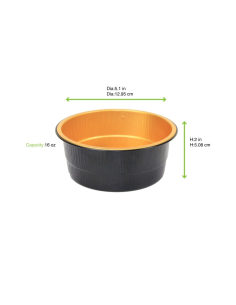 50 Pcs - Pot aluminium noir/or - 450 ml, Hauteur: 50 mm 2