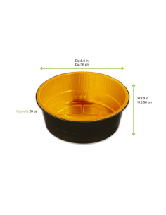 50 Pcs - Pot aluminium noir/or - 800 ml, Hauteur: 55 mm, Résistant et élégant 2