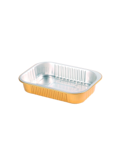 50 Pcs - Barquette aluminium or/argenté - 320 ml, 161 x 110 mm, Hauteur: 30 mm