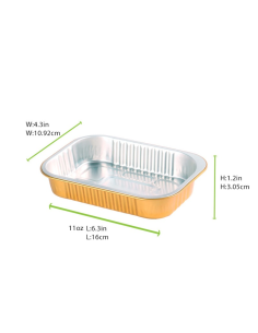 50 Pcs - Barquette aluminium or/argenté - 320 ml, 161 x 110 mm, Hauteur: 30 mm 2