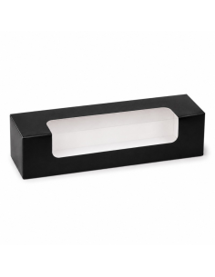 50 Pcs - Boîte carton rectangulaire noir pour 7 macarons - 21,5 x 6,8 x 4,8 cm
