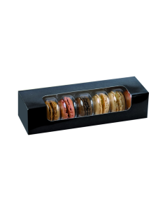 50 Pcs - Boîte carton rectangulaire noir pour 7 macarons - 21,5 x 6,8 x 4,8 cm 2
