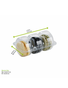 50 Pcs - Insert plastique PET transparent - 3 macarons, 9,3 x 6,8 x 2,3 cm 2