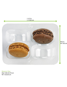 50 Pcs - Insert plastique PET transparent 4 macarons - 10,8 x 7,4 x 2,3 cm, fermeture clipsable 2