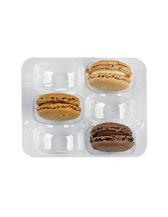 50 Pcs - Insert plastique PET transparent 6 macarons - 11,8 x 10 cm x 2,3 cm