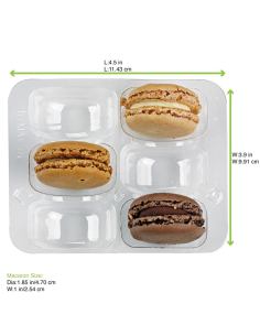 50 Pcs - Insert plastique PET transparent 6 macarons - 11,8 x 10 cm x 2,3 cm 2