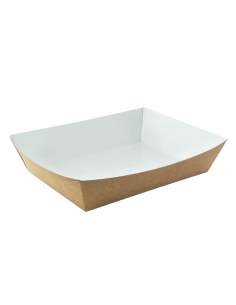 200 Pcs - Panier à salade kraft brun - 850 ml, 22 cm x 17 cm x 4 cm, intérieur blanc