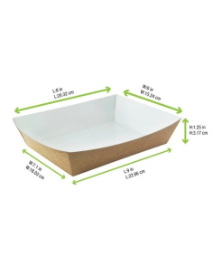 200 Pcs - Panier à salade kraft brun - 850 ml, 22 cm x 17 cm x 4 cm, intérieur blanc 2