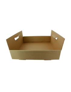 50 Pcs - Plateau en carton kraft brun - 320x320 mm, Hauteur: 74 mm, avec poignées