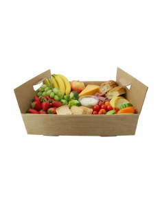 50 Pcs - Plateau en carton kraft brun - 320x320 mm, Hauteur: 74 mm, avec poignées 2