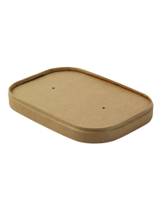 25 Pcs - Couvercle plat en carton brun - 170x120 mm, Hauteur: 20 mm, perforé vapeur