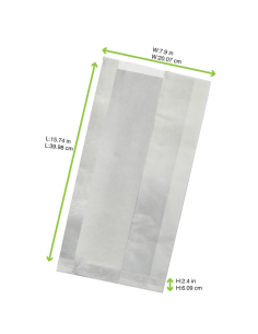 1000 Pcs - Sac sandwich ingraissable blanc avec fenêtre cristal - 20 cm x 6 cm x 40 cm 2