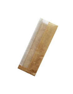 1000 Pcs - Sac sandwich papier brun avec fenêtre cristal - 11 cm x 4 cm x 31 cm