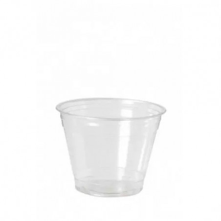 Pot dessert recyclé RPET transparent de contenance 270 ml Diam: 9,2 cm 9,2 x 5,5 x 7,4 cm x 50 unités