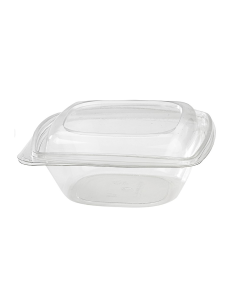 25 Pcs - Saladier transparent carré PET - 1000 ml, 19 x 19 cm, Hauteur: 6,5 cm