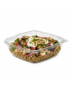 25 Pcs - Saladier PET carré transparent - 1000 ml, 19 x 19 cm, Hauteur: 7,5 cm 2