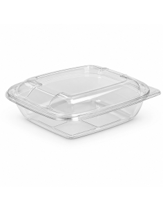 25 Pcs - Saladier PET carré transparent - 750 ml, 19 cm x 19 cm, Hauteur: 6,5 cm