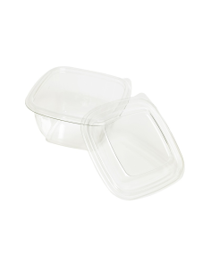 25 Pcs - Saladier PET carré transparent - 480 ml, 13 cm x 13 cm, Hauteur: 6 cm
