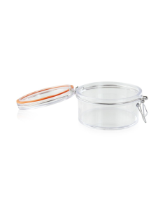 6 Pcs - Bocal plastique rond transparent - 300 ml, Diam: 10,6 cm, Hauteur: 6,4 cm