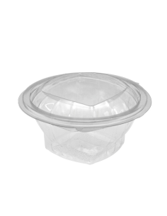 50 Pcs - Saladier rond transparent PET - 375 ml, Diam: 11,6 cm, Hauteur: 5,4 cm
