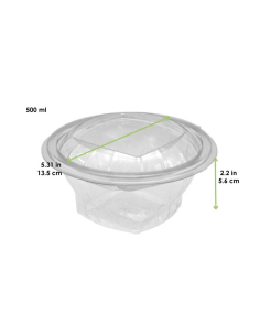 50 Pcs - Saladier Rond Plastique Transparent - 500 ml, Ø 15,5 cm, Hauteur: 9 cm 2
