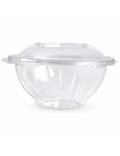 50 Pcs - Saladier rond PET avec couvercle - 750 ml, Diam: 15,1 cm, Hauteur: 6 cm