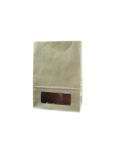 125 Pcs - Sac bloomer kraft vergé avec fenêtre - 15,7 x 8,5 x 22 cm