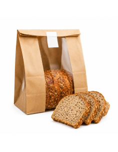 125 Pcs - Sac papier kraft brun SOS - 18 x 11 x 26,5 cm avec fenêtre 2
