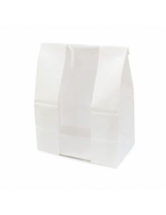 125 Pcs - Sac SOS papier blanc avec fenêtre - 18 cm x 11 cm x 26,5 cm