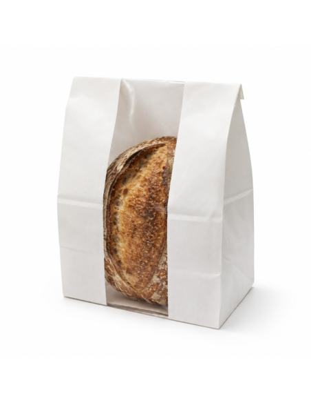 125 Pcs - Sac SOS papier blanc avec fenêtre - 18 cm x 11 cm x 26,5 cm