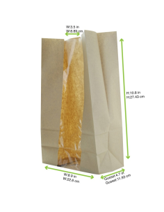 125 Pcs - Sac papier kraft brun avec fenêtre - 22,5 cm x 12 cm x 37,5 cm 2