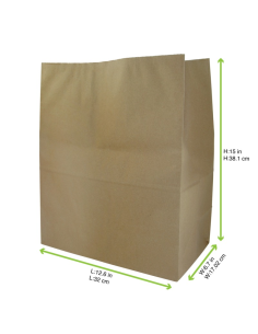 250 Pcs - Sac SOS papier kraft brun - 320x170 mm, Hauteur: 380 mm 2