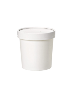 25 Pcs - Pot carton blanc 350 ml - Diam: 9 cm, Hauteur: 8,5 cm, Avec couvercle