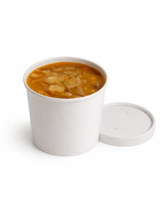 25 Pcs - Pot carton blanc 350 ml - Diam: 9 cm, Hauteur: 8,5 cm, Avec couvercle 2