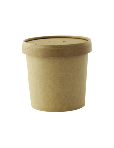 25Pcs - Pot carton brun chaud et froid avec couvercle carton   H85mm 350ml